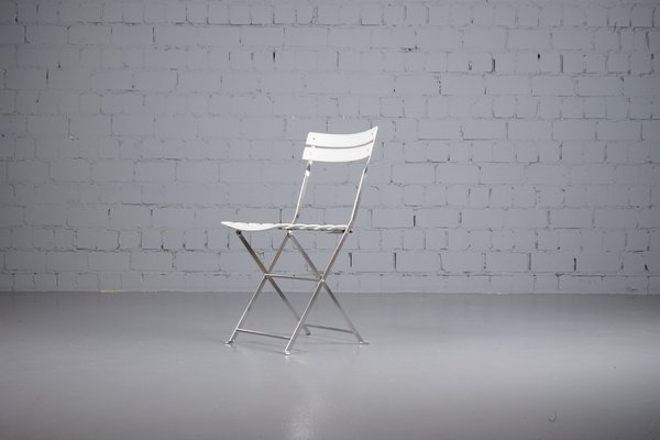 Celestina Folding Chair in White Leather by Marco Zanuso for