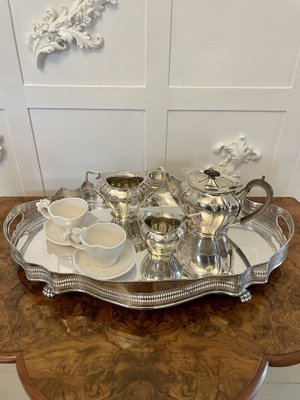 Antique silver plated tea set sales