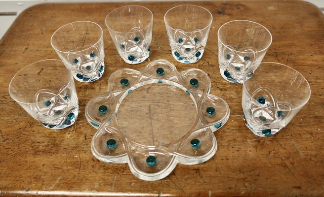 Lalique 青い葉形ガラス皿 箱付き 美術品・アンティーク