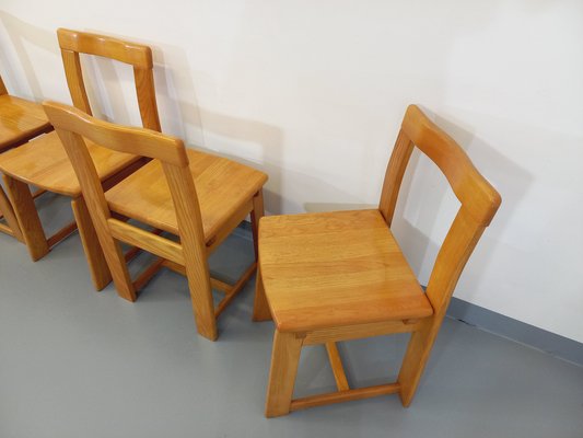 Vintage Italian Brutalist Sled Chairs in Elm by Silvio Coppola
