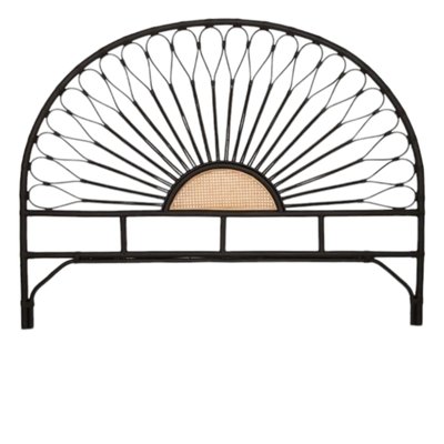 Bamboo and Rattan Headboard in Black