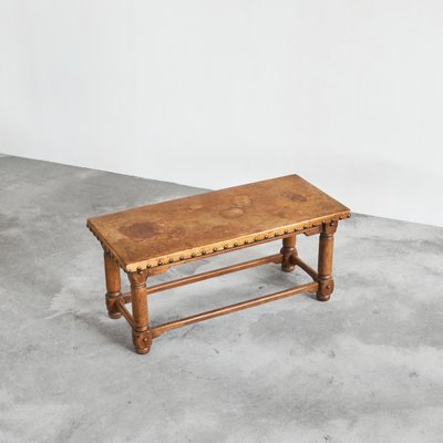 Leather metal 2024 coffee table