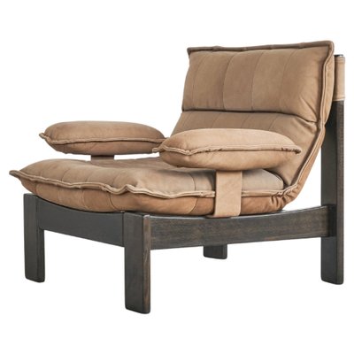 Lounge Chair in Suede and Stained Oak 1960s for sale at Pamono