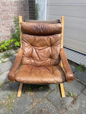 Vintage Scandinavian Leather Siësta Chair Model Siësta by Ingmar