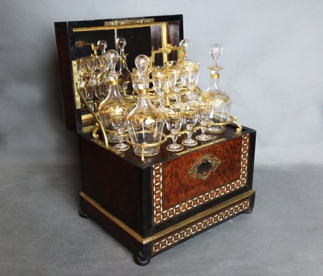 Porta liquori con meccanismo in bronzo dorato, set di 9 in vendita su Pamono