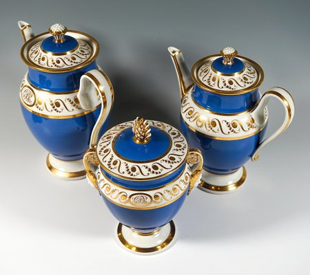 Vienna Imperial Porcelain Coffee Service in Prussian Blue & Gold