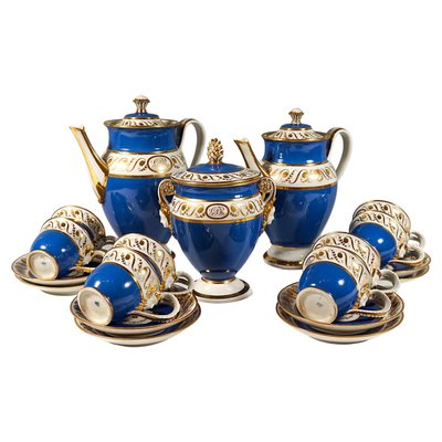 Vienna Imperial Porcelain Coffee Service in Prussian Blue & Gold