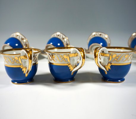Service à café blanc filet bleu marine Porcelaine de Bavière on Gens de