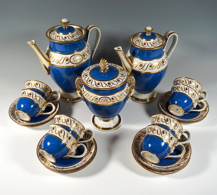 Vienna Imperial Porcelain Coffee Service in Prussian Blue & Gold
