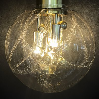 Große Glaskugel Sputnik Lampe von Doria, 1970er