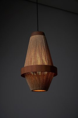 Teak & Rope Pendant by Ib Fabiansen for Fog & Mørup, 1960s for