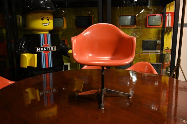 Mid-Century Orange Fibreglass Shell Chair attributed to Herman