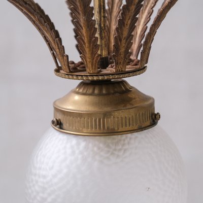 Single Bronze and Brass Hanging Pineapple Chandelier / Pendant