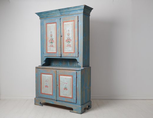 Swedish Blue Country Cabinet for sale at Pamono