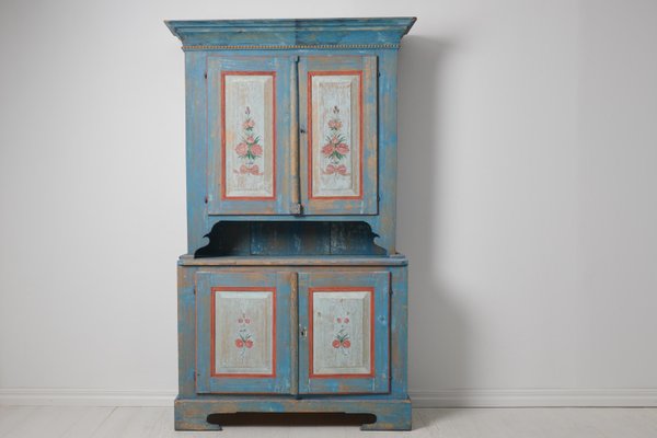 Swedish Blue Country Cabinet for sale at Pamono