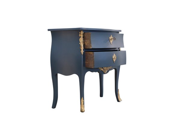 Louis XV Style Midnight Blue Chest with Marble Top for sale at Pamono