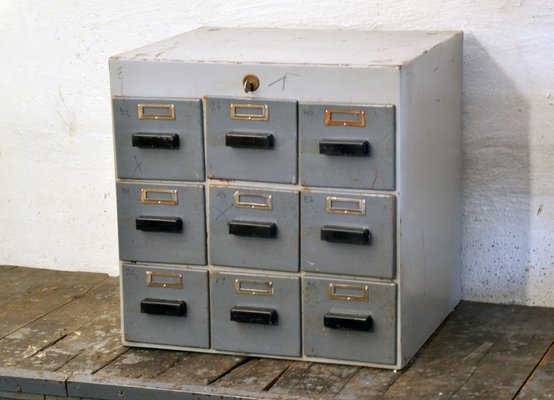 9 Drawer Filing Cabinet in Steel and Metal 1970s for sale at Pamono