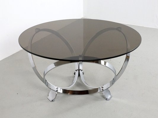 Chrome And Glass Round Coffee Table By, Extra Large Round Coffee Table
