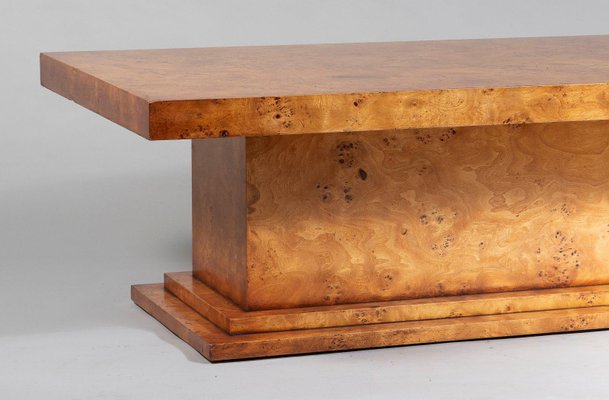 Large Mid-Century Modern Birdseye Maple Rectangular Coffee Table in the  style of Milo Baughman, 1980s for sale at Pamono