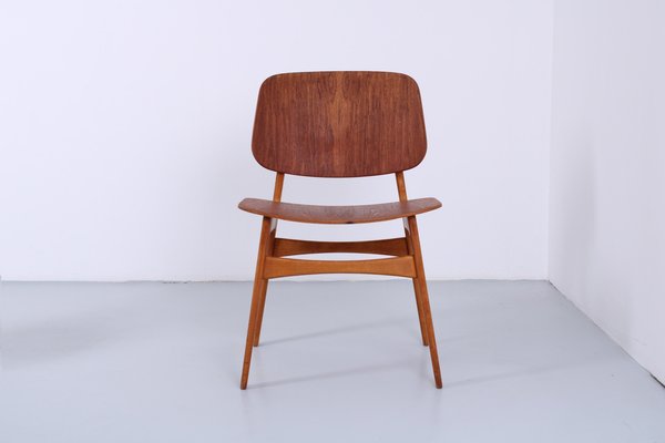 Model 155 Shell Chair in Oak and Teak by Børge Mogensen for Søborg 
