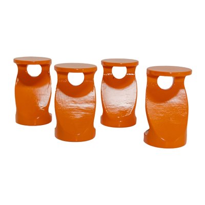 Orange Ceramic Coat Hangers, 1970s, Set of 4 for sale at Pamono
