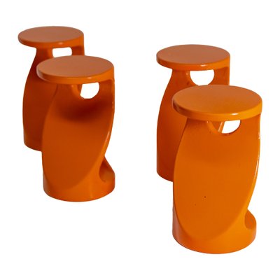Orange Ceramic Coat Hangers, 1970s, Set of 4
