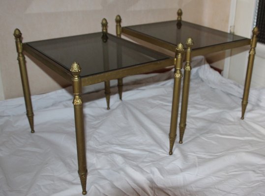 Antique brass and 2024 glass end tables