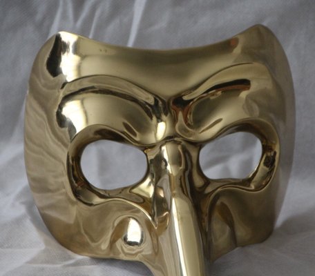 Maschera di Carnevale di Venezia in bronzo dorato, anni '60 in