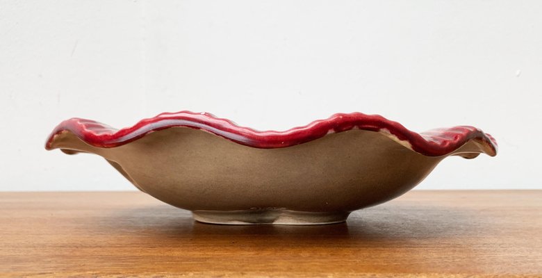 Large Mid-Century Eastern German GDR Pottery Bowl from Strehla