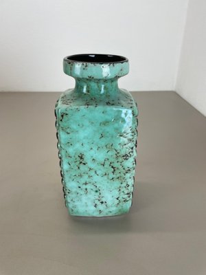 Turquoise Fat Lava Dots Ceramic Vase from VEB Haldensleben