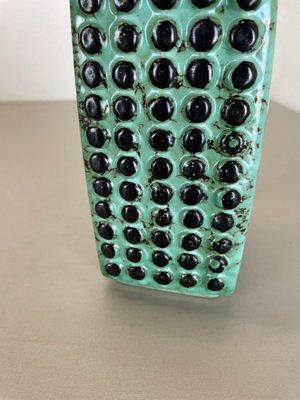 Turquoise Fat Lava Dots Ceramic Vase from VEB Haldensleben