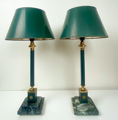 Large Antique Brass Table Lamps, 1950s, Set of 2 for sale at Pamono