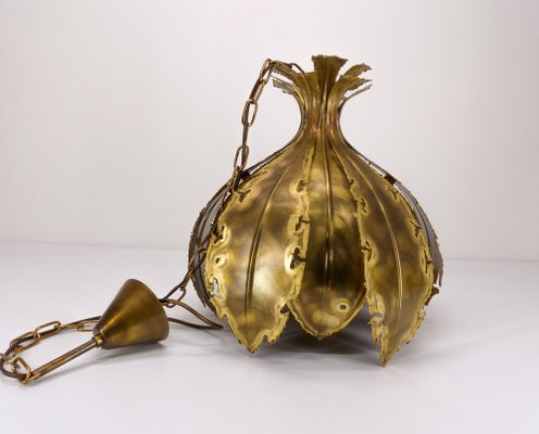 Brutalist Brass Suspension Light by Svend Aage Holm Sørensen