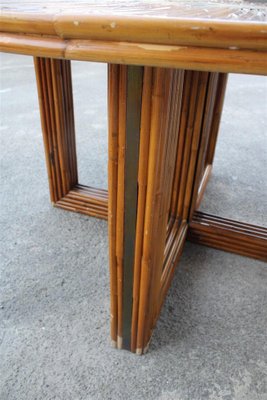 Vintage Italian Dining Table with Chairs in Bamboo and Brass