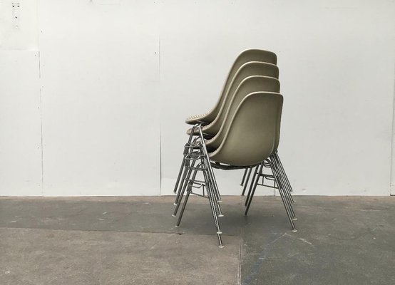 Mid-Century Fiberglass Side Stacking Chairs by Charles & Ray Eames