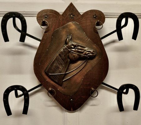 French Equestrian Wall Coat Rack, 1920s for sale at Pamono