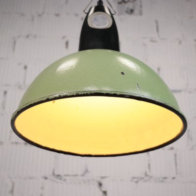 Industrial Green Suspension Lamp, Soviet Union, 1970s for sale at