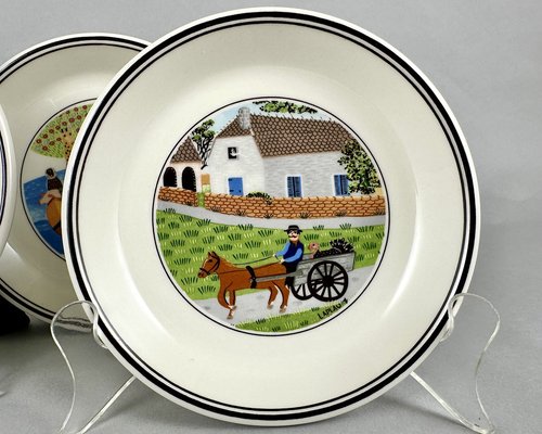 Naif Plates by Gerard Laplau for Villeroy & Boch, Germany, 1980s, Set of 5