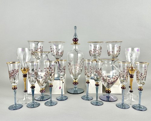Vintage Wine Champagne Glasses, Vases and Decanter from Nagel