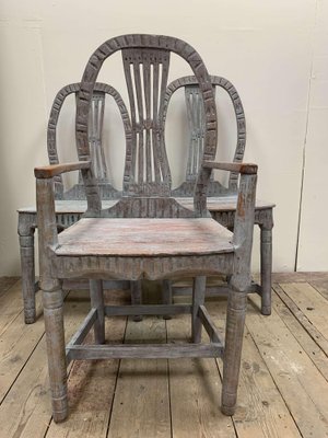 Swedish Painted Folk Chairs, 1900s, Set of for sale at Pamono