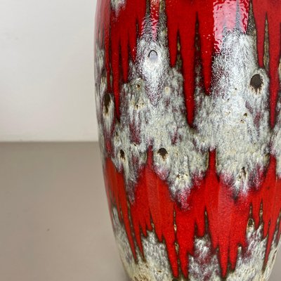 Large Zig Zag Lora Pottery Fat Lava Vase by Scheurich, 1970s Large Zig Zag Lora Pottery Fat Lava Vase by Scheurich, 1970s