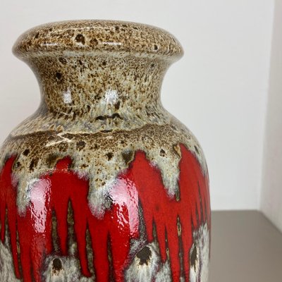 Large Zig Zag Lora Pottery Fat Lava Vase by Scheurich, 1970s Large Zig Zag Lora Pottery Fat Lava Vase by Scheurich, 1970s