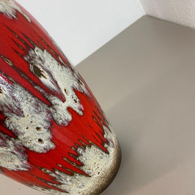 Large Zig Zag Lora Pottery Fat Lava Vase by Scheurich, 1970s Large Zig Zag Lora Pottery Fat Lava Vase by Scheurich, 1970s