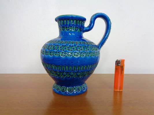 Rimini Blue Ceramic Pitcher Vase by Aldo Londi for Bitossi, 1960s