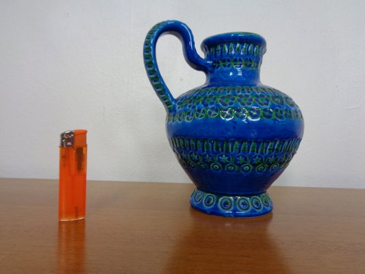 Rimini Blue Ceramic Pitcher Vase by Aldo Londi for Bitossi, 1960s