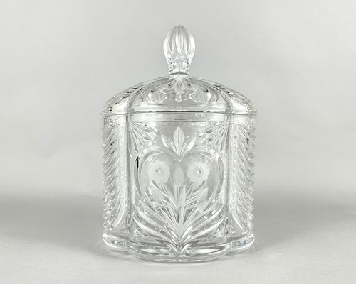 Vintage Crystal Biscuits Storage Container with Lid for sale at Pamono