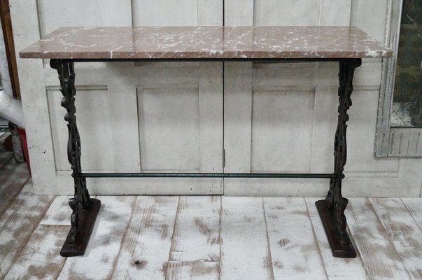 Marble Topped Wrought Iron Console Table Marble Topped Wrought Iron Console Table