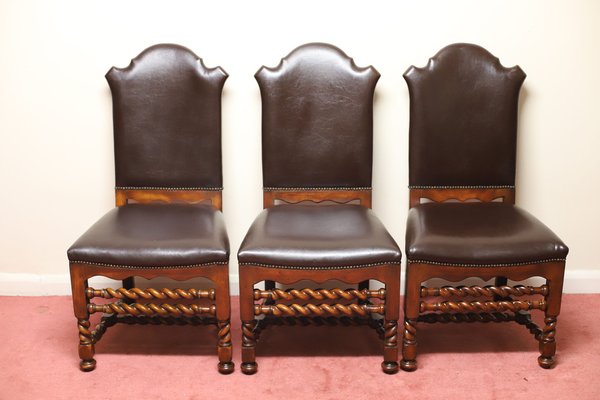 Antique leather dining chairs sale
