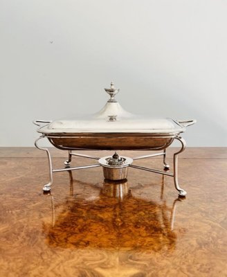 Antique Edwardian Silver Plated Entree Dish on Original Stand