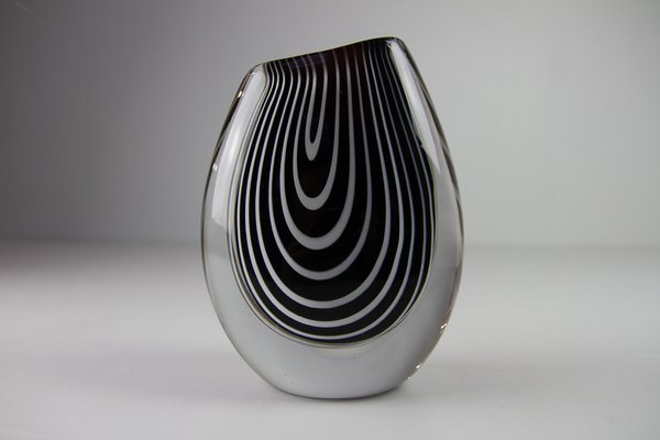 Zebra Glass Vase by Vicke Lindstrand for Kosta, 1950s for sale at